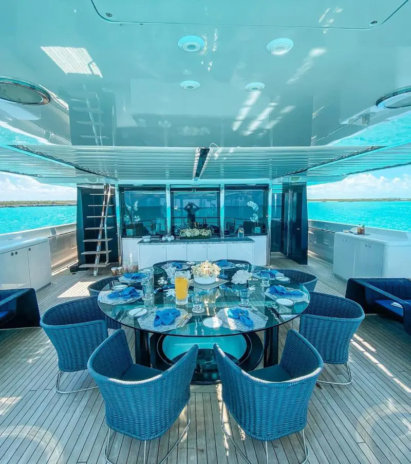 A beautiful dinning arrangement inside the Yatch by Starlux Yachts