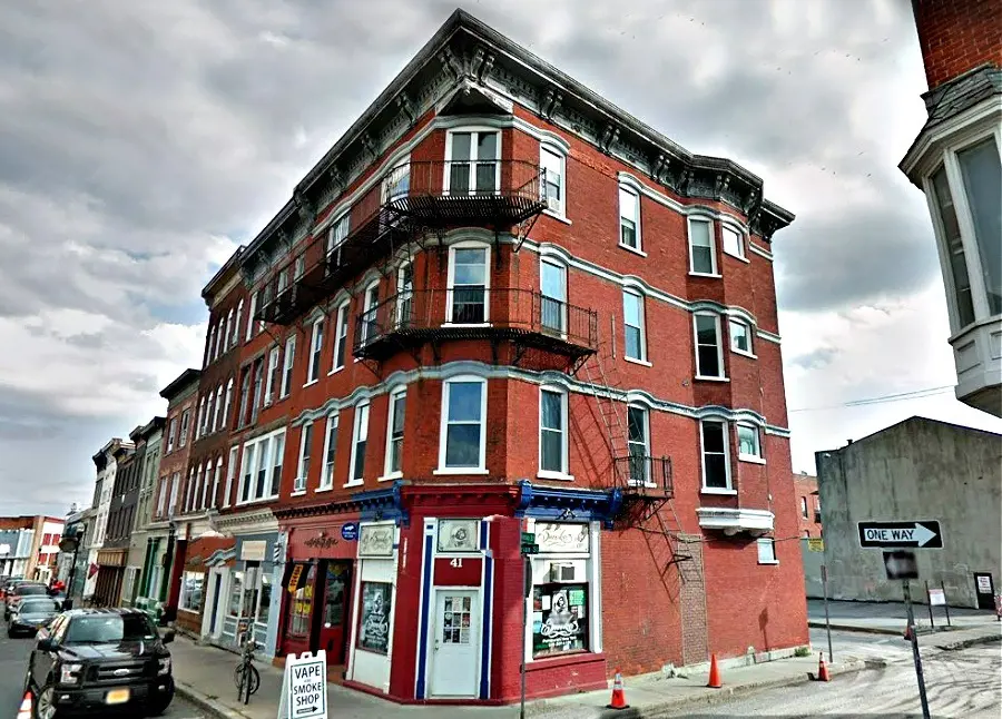 The former Arcade Hotel corner in the Clinton and Marion Streets.