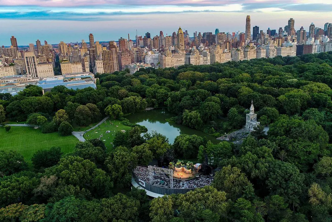 Free Shakeseare in the Park at Delacorte Theater, Central Park (photo by Steve Brown )