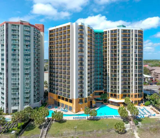 The amazing structure of The Patricia Grand with its outdoor pool on sight