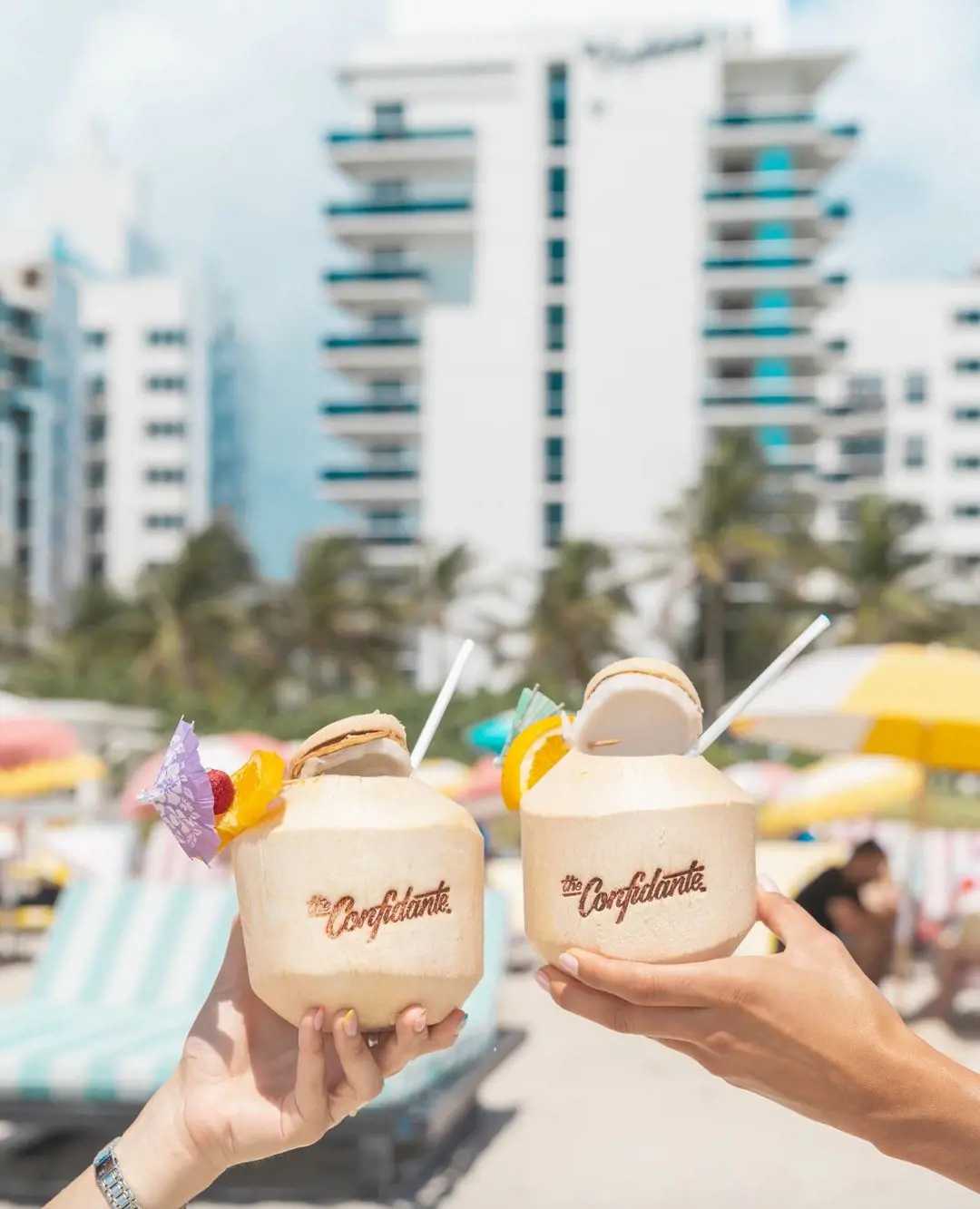 Enjoy breathtaking views while sipping cocktails at The Confidante Miami Beach.